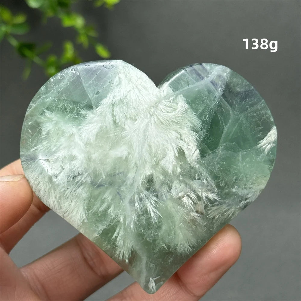 Green Feather Fluorite Heart-ToShay.org