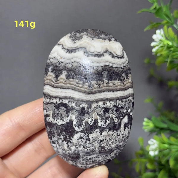 Grey Striped Calcite Palm Stone-ToShay.org