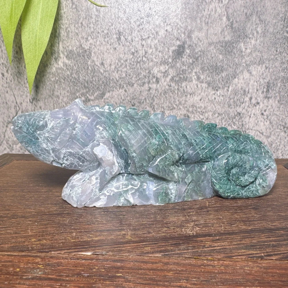 Green Moss Agate Druzy Lizard-ToShay.org