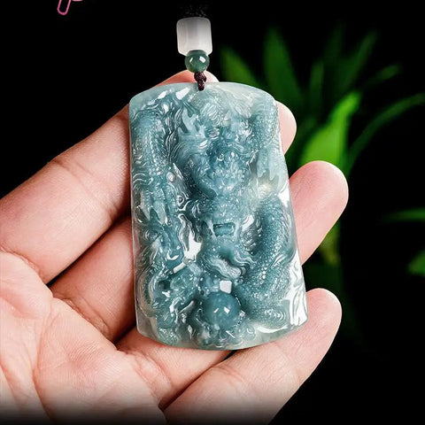 Blue Jadeite Dragon Pendant-ToShay.org