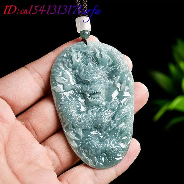 Blue Jadeite Dragon Pendant-ToShay.org