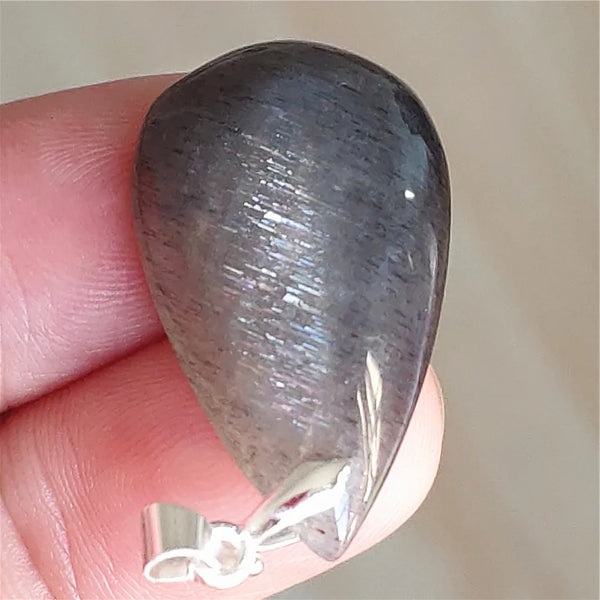 Black Sunstone Moonstone Pendant-ToShay.org