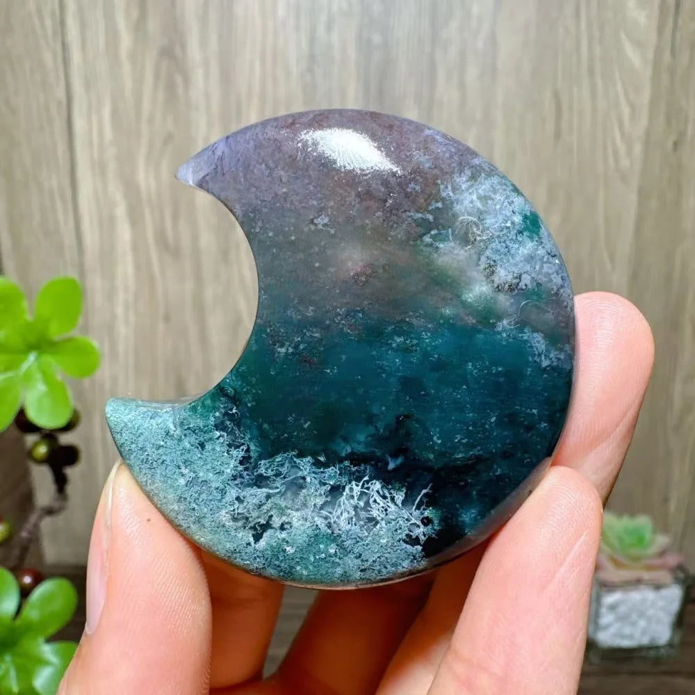 Green Moss Agate Moon-ToShay.org
