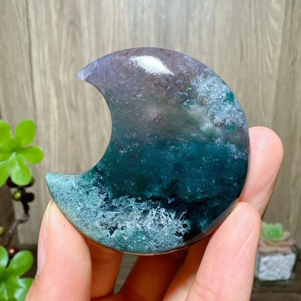 Green Moss Agate Moon-ToShay.org
