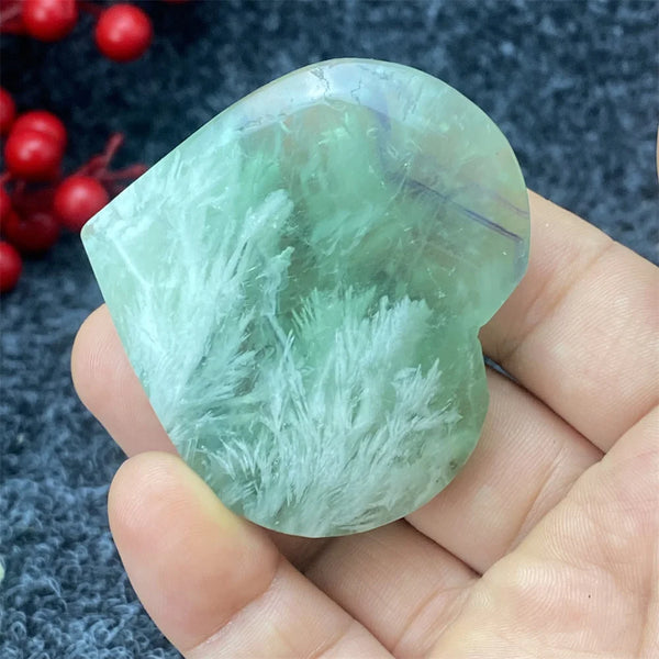 Green Feather Fluorite Heart-ToShay.org