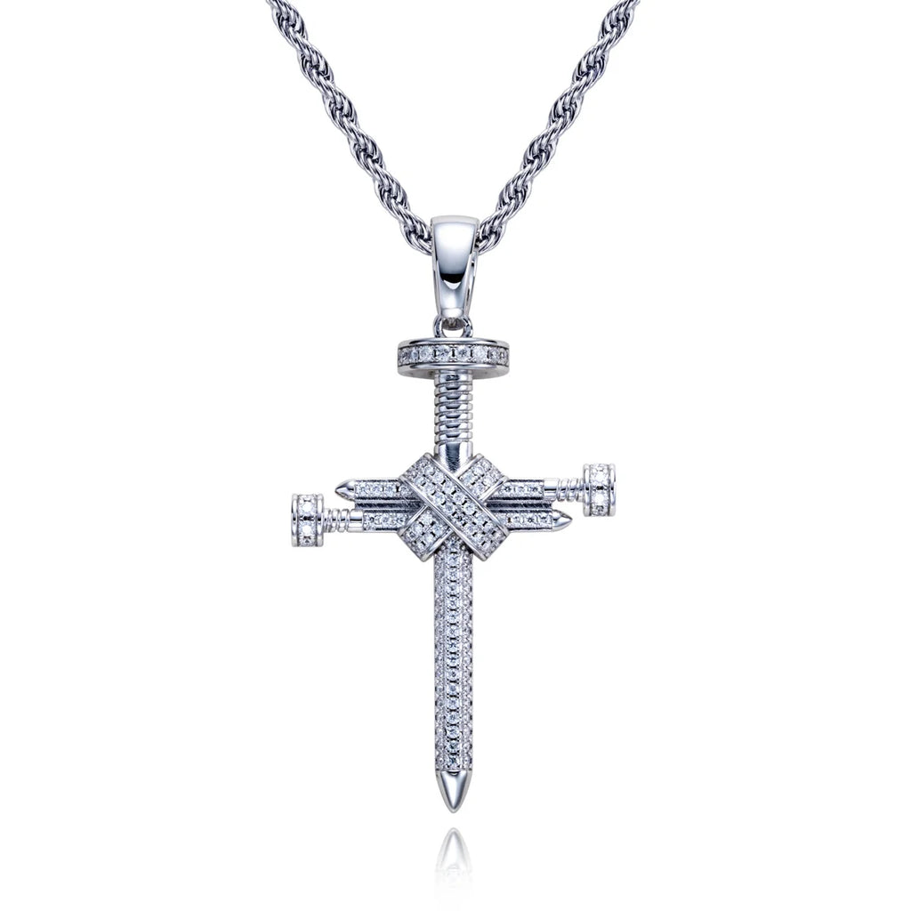 Silver Crystal Cross Pendant-ToShay.org