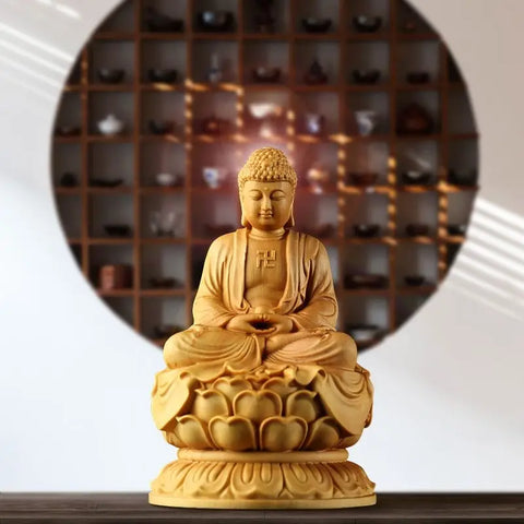Wood Amitabha Buddha-ToShay.org