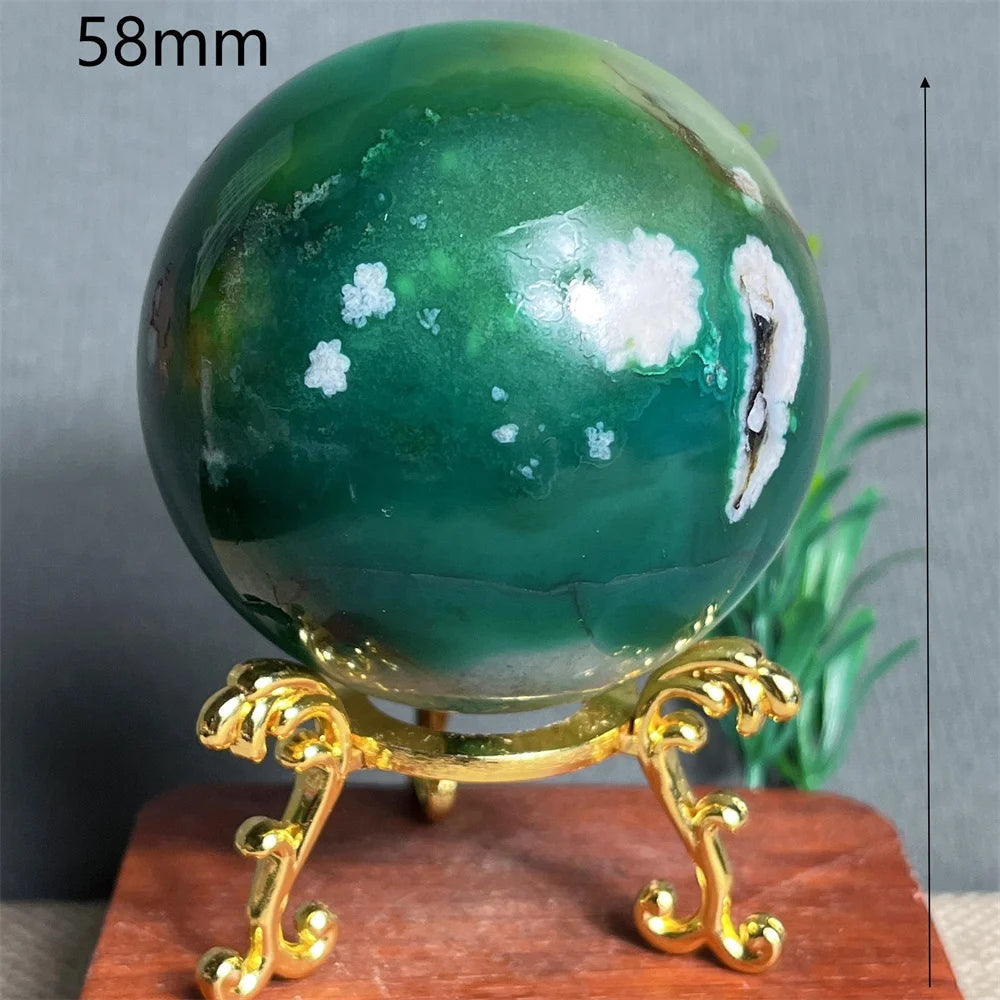 Green Purple Flower Agate Ball-ToShay.org