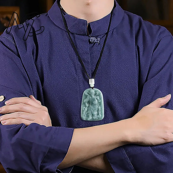 Blue Jade Guan Gong Pendant-ToShay.org