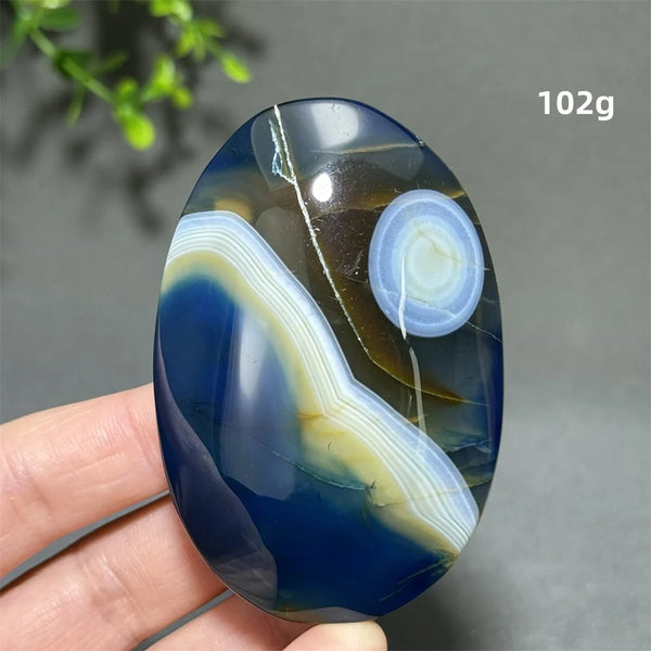 Blue Agate Palm Stone-ToShay.org