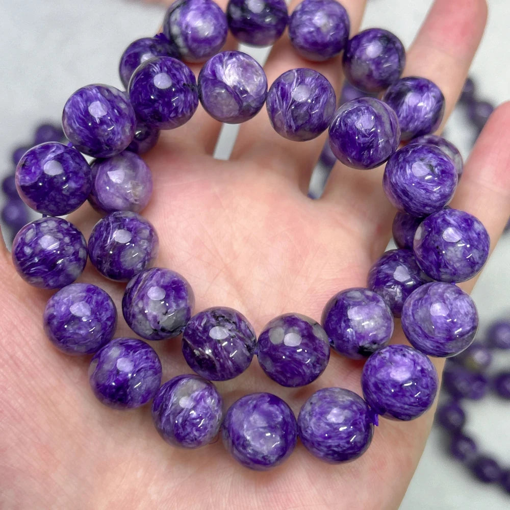 Purple Charoite Bead Bracelet-ToShay.org