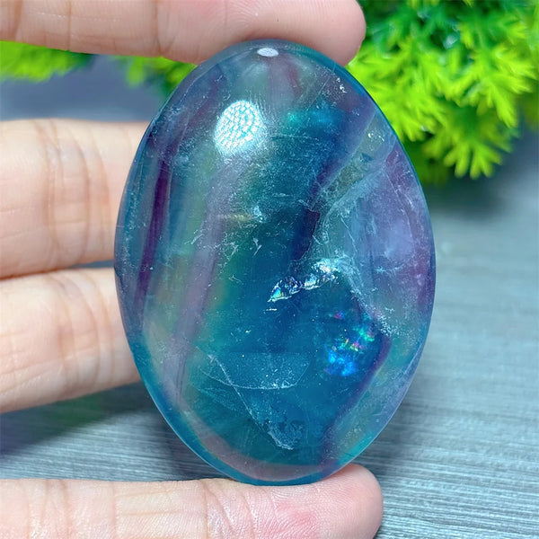 Rainbow Fluorite Palm Stone-ToShay.org