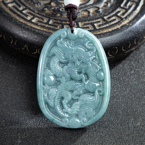 Blue Jade Dragon Pendant-ToShay.org