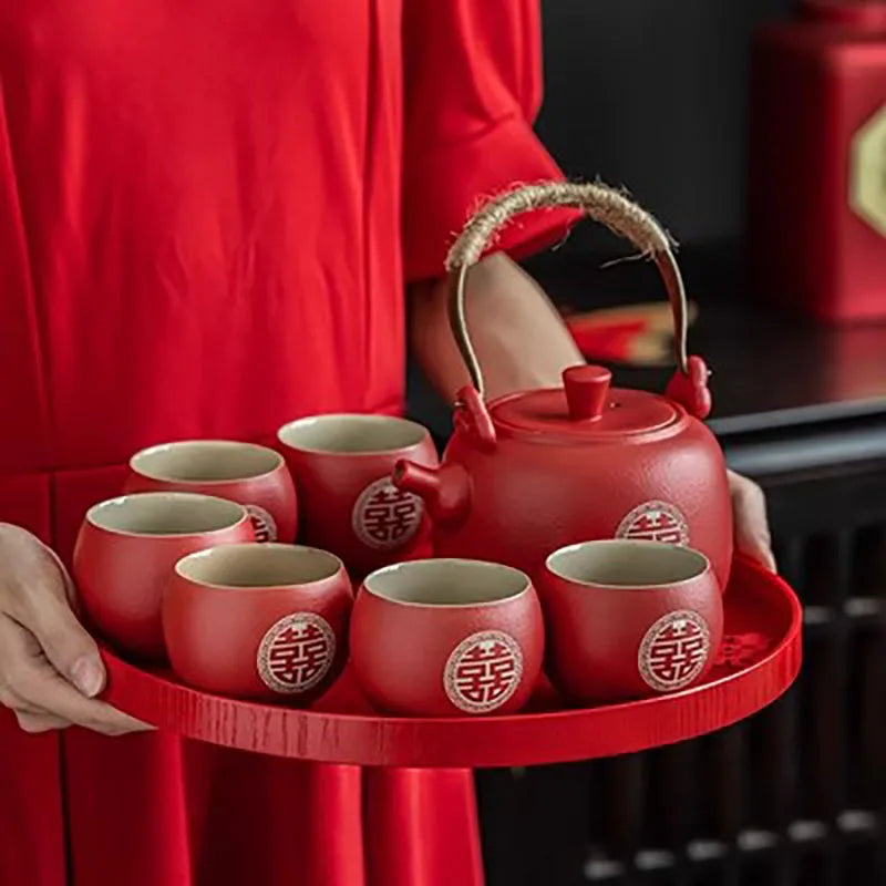 Red Ceramic Tea Set-ToShay.org