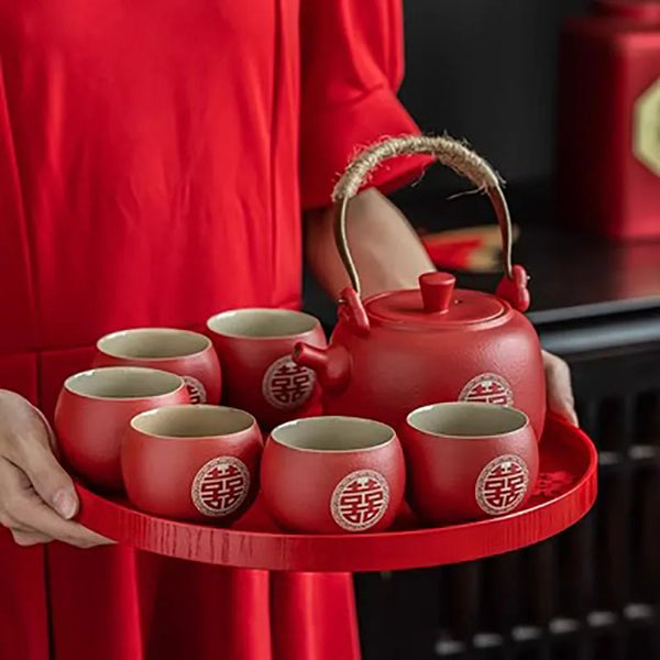Red Ceramic Tea Set-ToShay.org