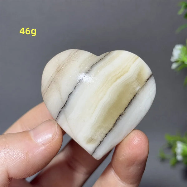 Black Yellow Stripe Calcite Heart-ToShay.org