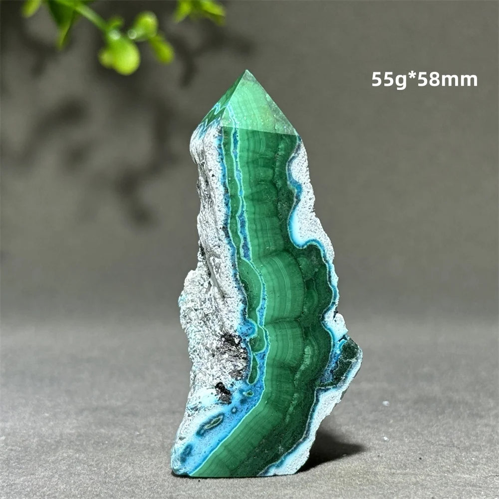Blue Chrysocolla Malachite Point-ToShay.org
