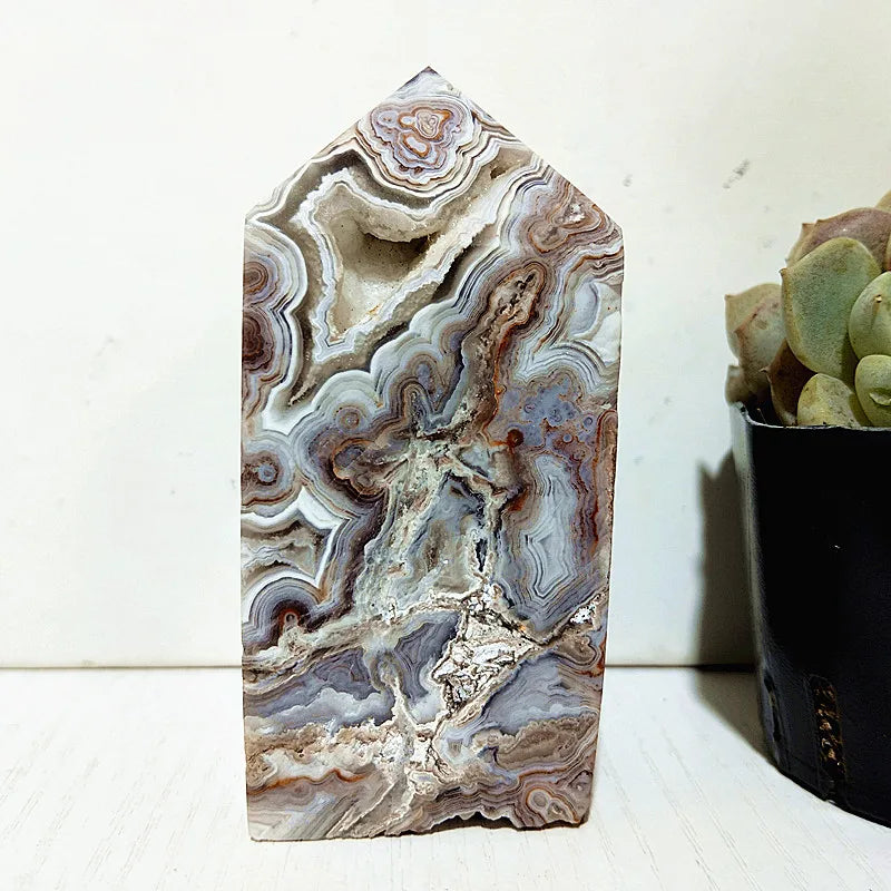 Red Lace Agate Crystal Tower-ToShay.org