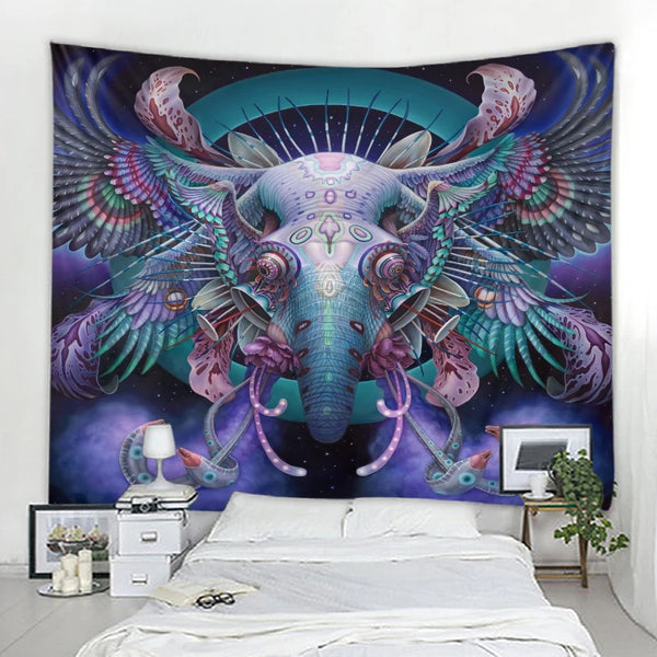 Psychedelic Elephant Tapestry-ToShay.org