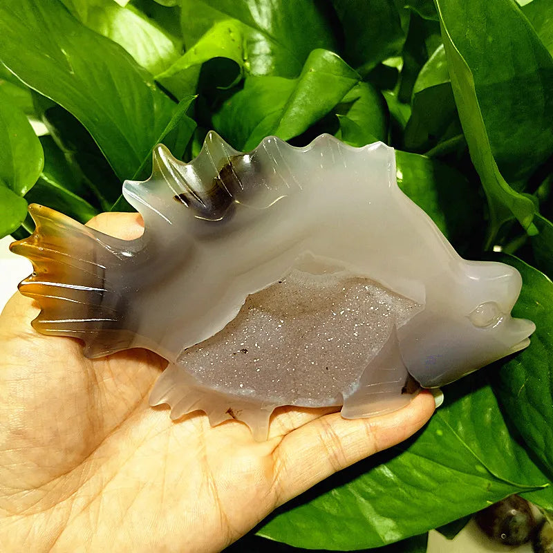 Grey Agate Druzy Fish-ToShay.org
