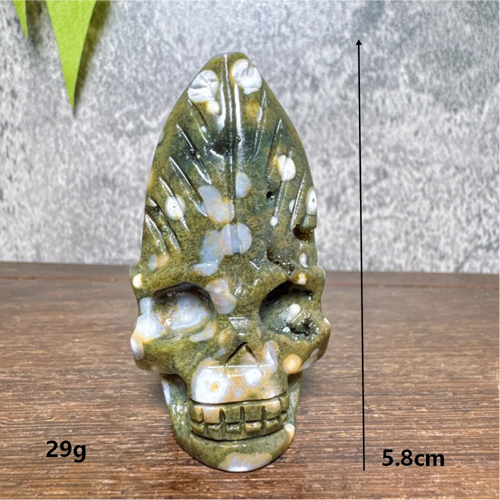 Ocean Jasper Feather Skull-ToShay.org