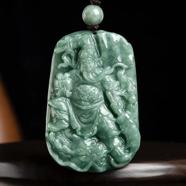 Blue Jade Guan Gong Pendant-ToShay.org