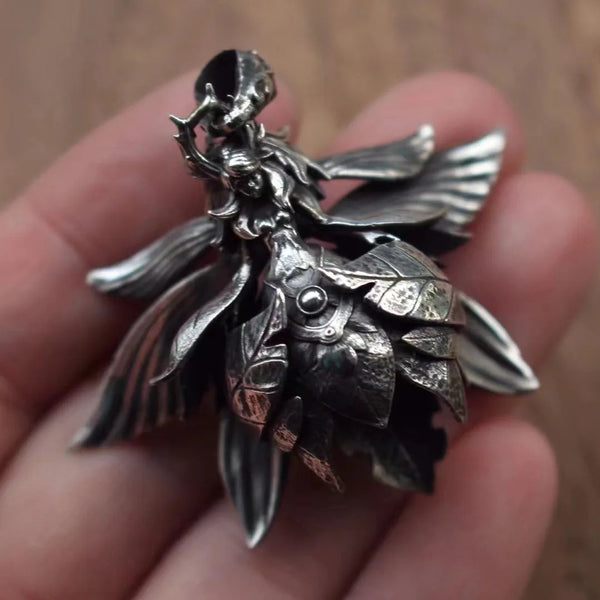 Silver Flower Fairy Pendant-ToShay.org