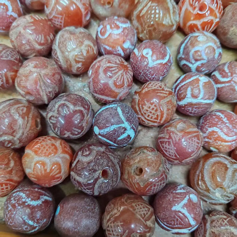 Red Jade Carved Bead-ToShay.org