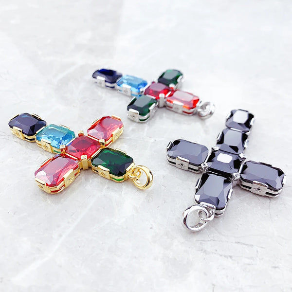 Gold Gemstone Cross Pendant-ToShay.org