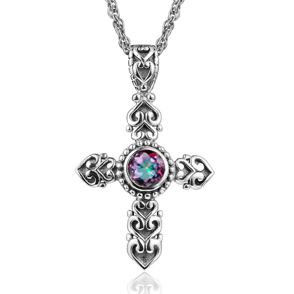 Mixed Gemstone Cross Pendants-ToShay.org