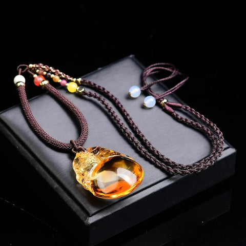 Yellow Citrine Fish Pendant-ToShay.org