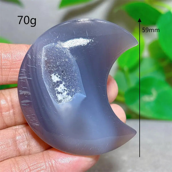 Grey Agate Silk Druzy Moon-ToShay.org