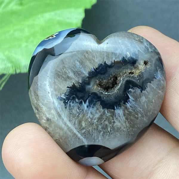 Black Agate Geode Heart-ToShay.org
