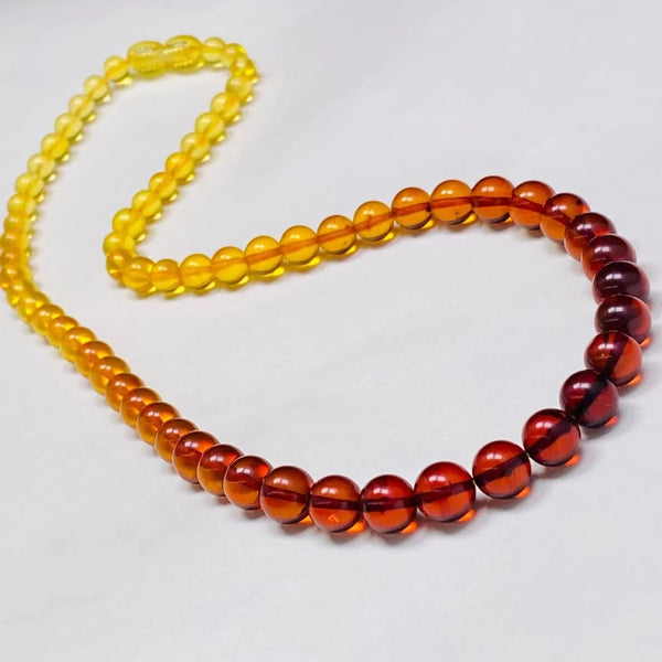 Rainbow Red Amber Bead Necklace-ToShay.org