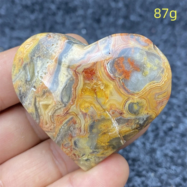 Yellow Crazy Agate Hearts-ToShay.org