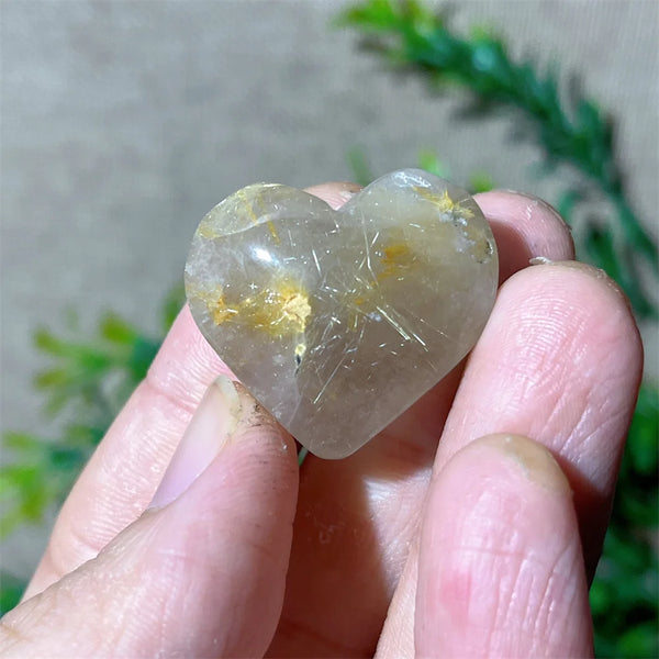 Gold Hair Rutile Quartz Heart-ToShay.org