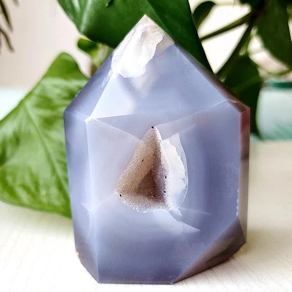 Blue Agate Geode Point-ToShay.org