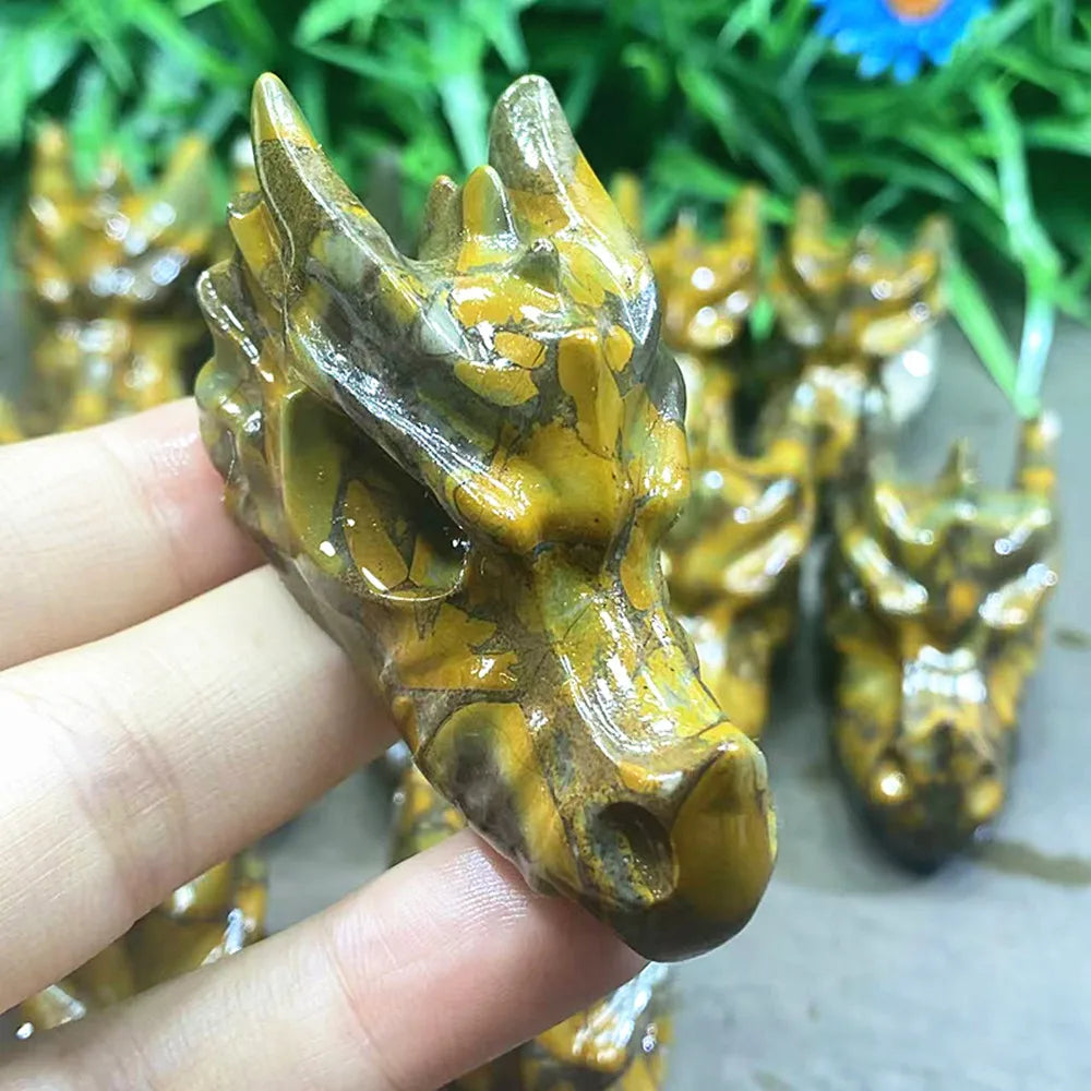 Yellow Quartz Dragon Skull-ToShay.org