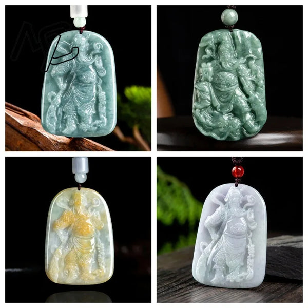 Blue Jade Guan Gong Pendant-ToShay.org