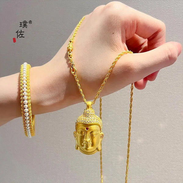 Gold Buddha Head Pendant-ToShay.org