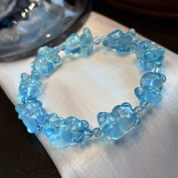 Blue Aquamarine Bear Bracelet-ToShay.org