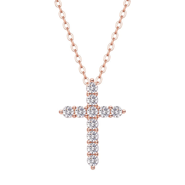 Silver Cross Diamond Necklace-ToShay.org