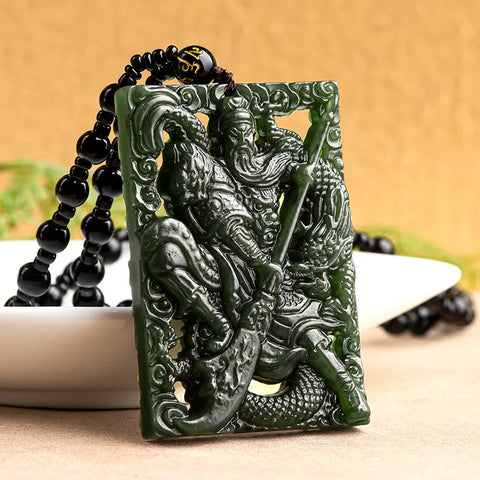 Black Jade Guan Yu Pendant-ToShay.org