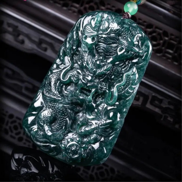 Green Jadeite Dragon Pendant-ToShay.org