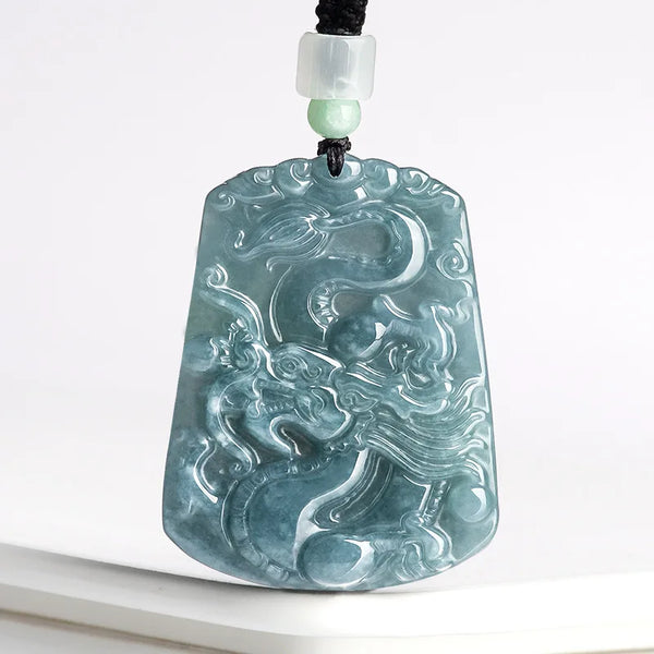 Blue Jadeite Dragon Pendant-ToShay.org