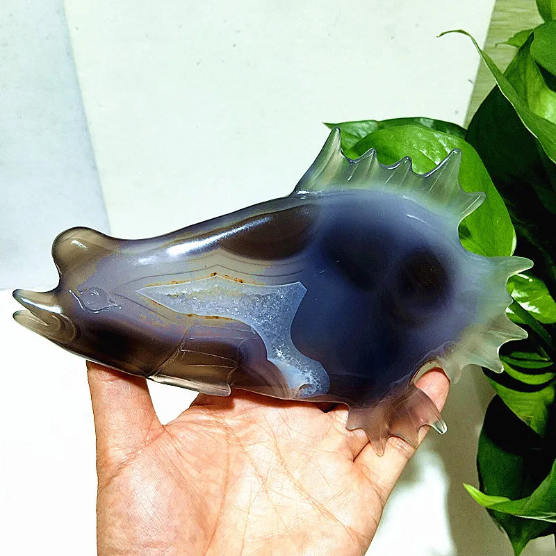 Grey Agate Druzy Fish-ToShay.org