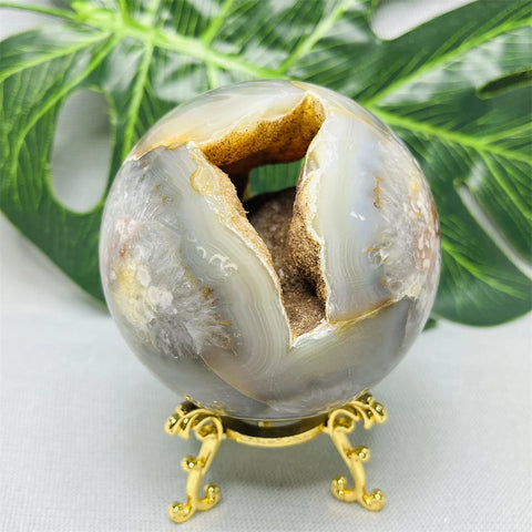 Grey Agate Geode Ball-ToShay.org