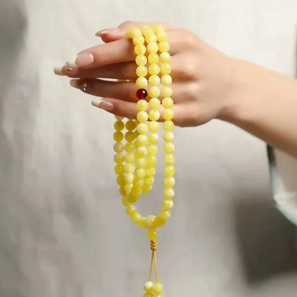 Yellow Amber Mala Beads-ToShay.org