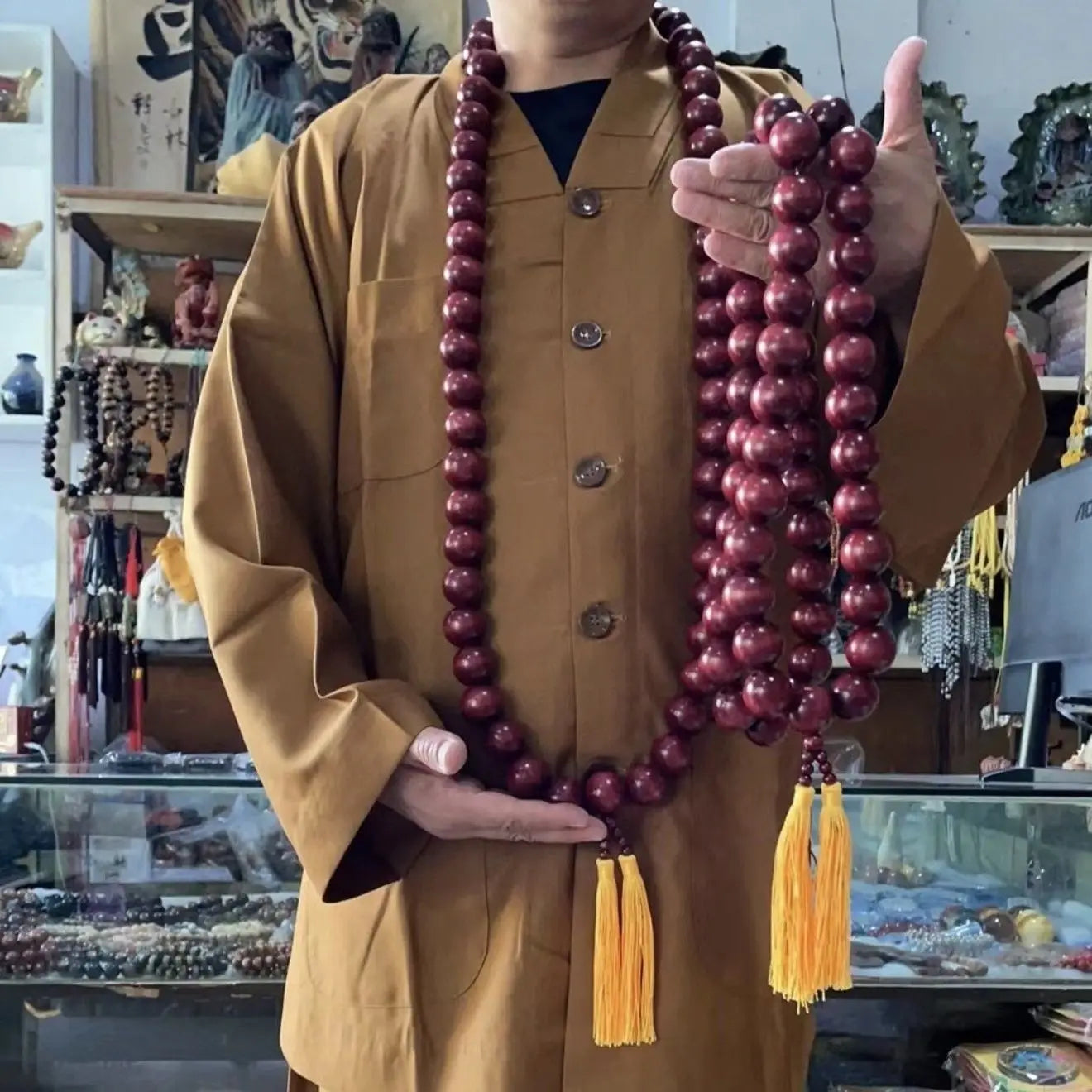 White Peach Wood Monk Beads-ToShay.org