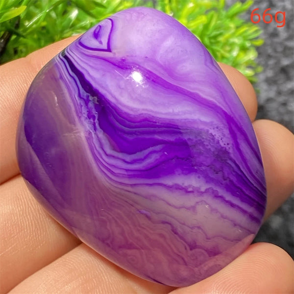 Purple Silk Agate Palm Stone-ToShay.org